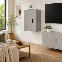 Stylish Grey Wall Mounted TV Cabinet for Media Storage