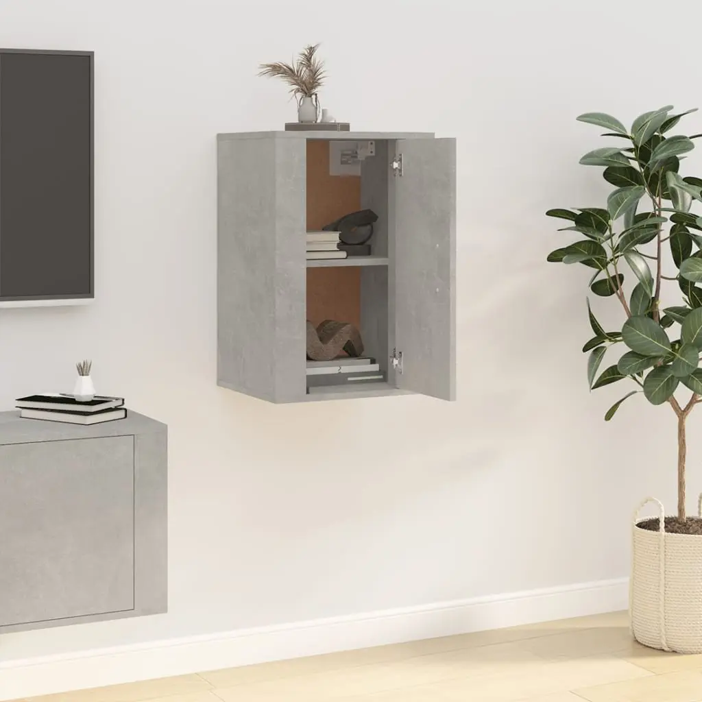 Grey Wall Mounted TV Cabinet for Media Storage