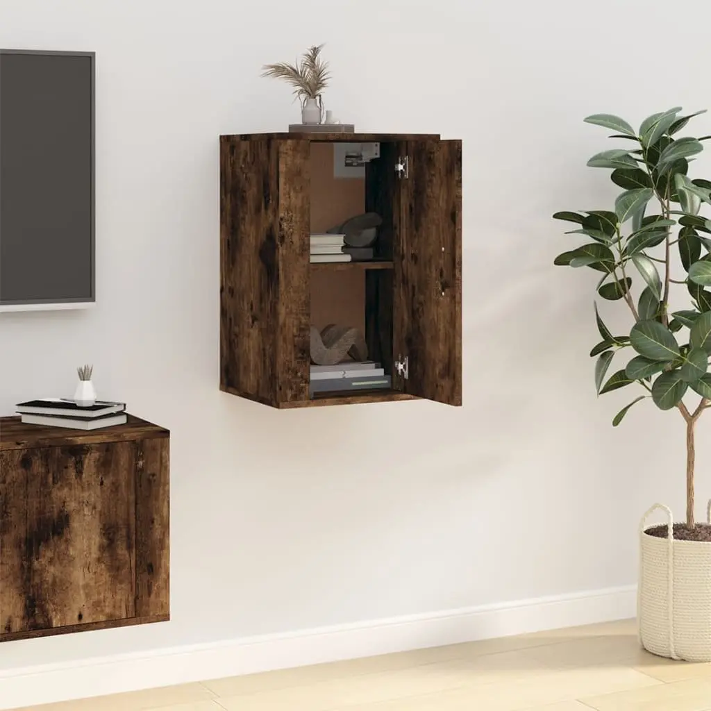 Wall Mounted TV Cabinet Engineered Wood 40 x 34.5 x 60 cm Brown Smoked Oak