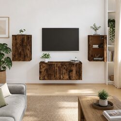 Brown Wood Wall Mounted TV Cabinet 40x34.5x60cm