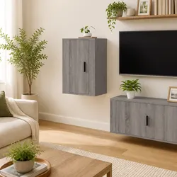 Sleek Grey Sonoma Wall Mounted TV Cabinet with Organiser
