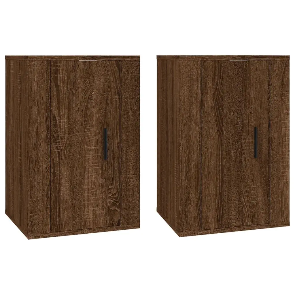 Brown Oak Wall Mounted TV Cabinet with Ample Storage