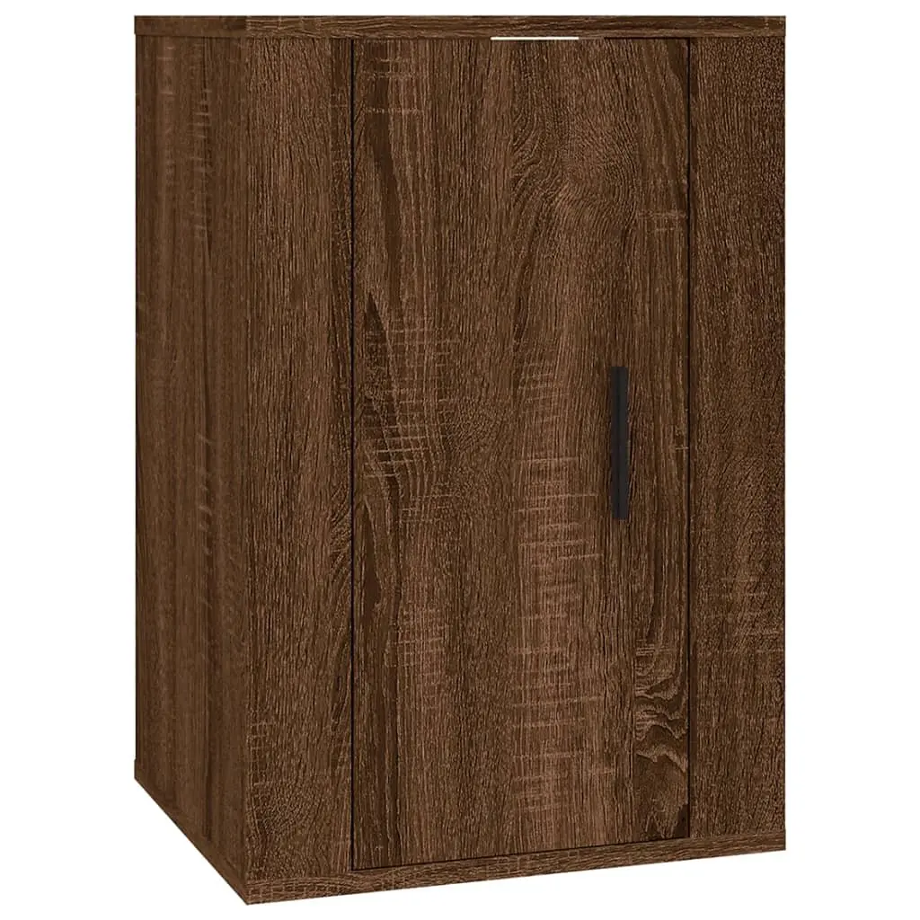 Brown Oak Wall Mounted TV Cabinet with Ample Storage