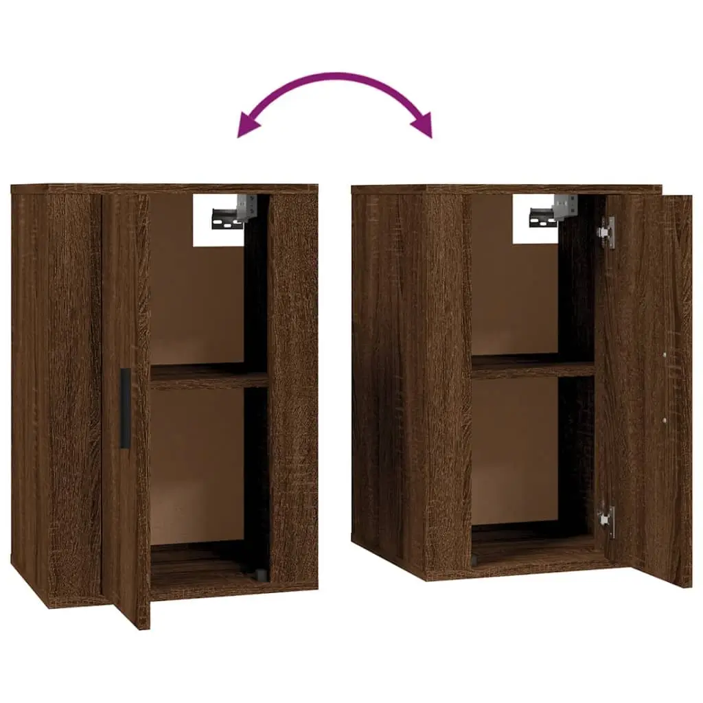 Brown Oak Wall Mounted TV Cabinet with Ample Storage
