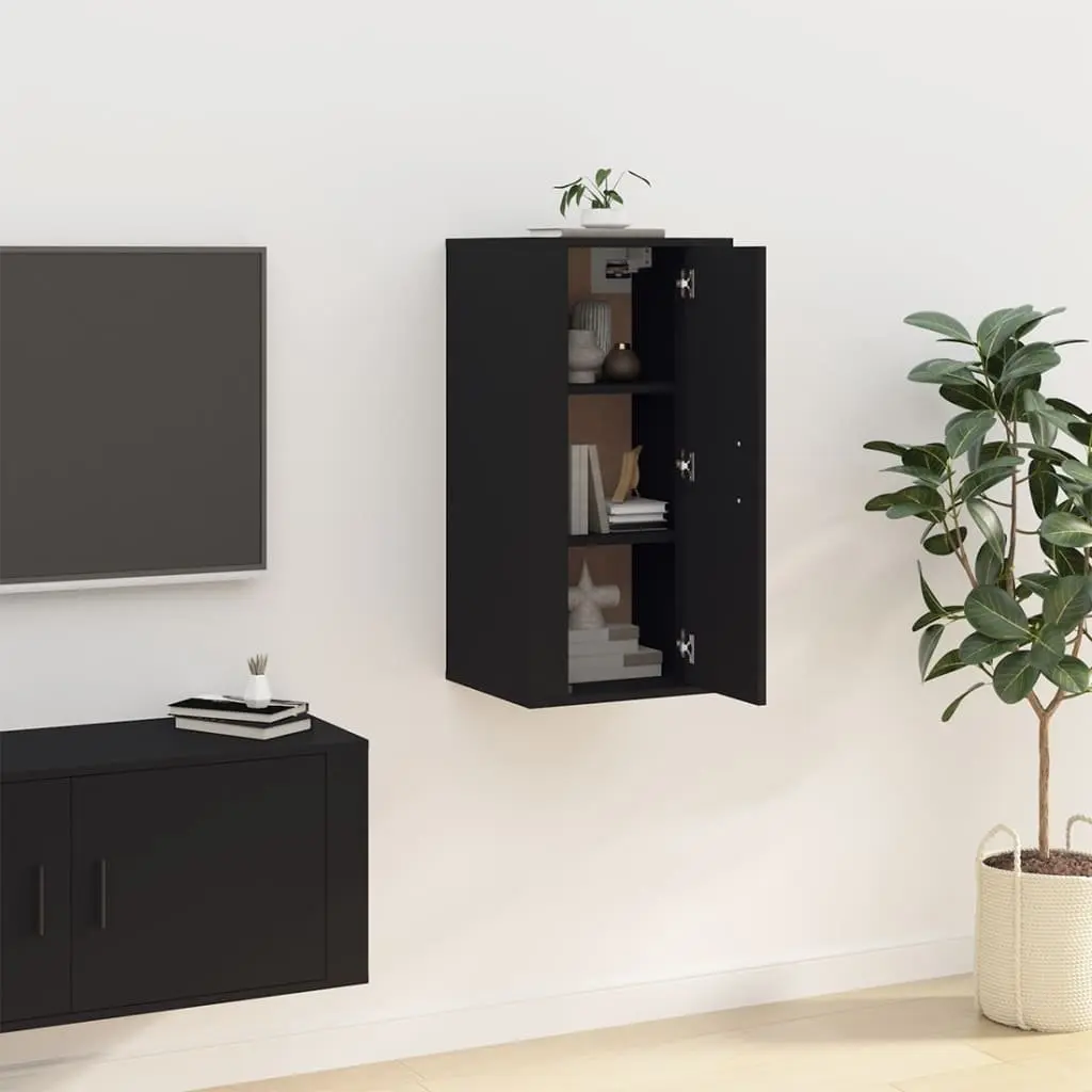 Wall Mounted TV Cabinet Engineered Wood 40x34.5x80cm Black
