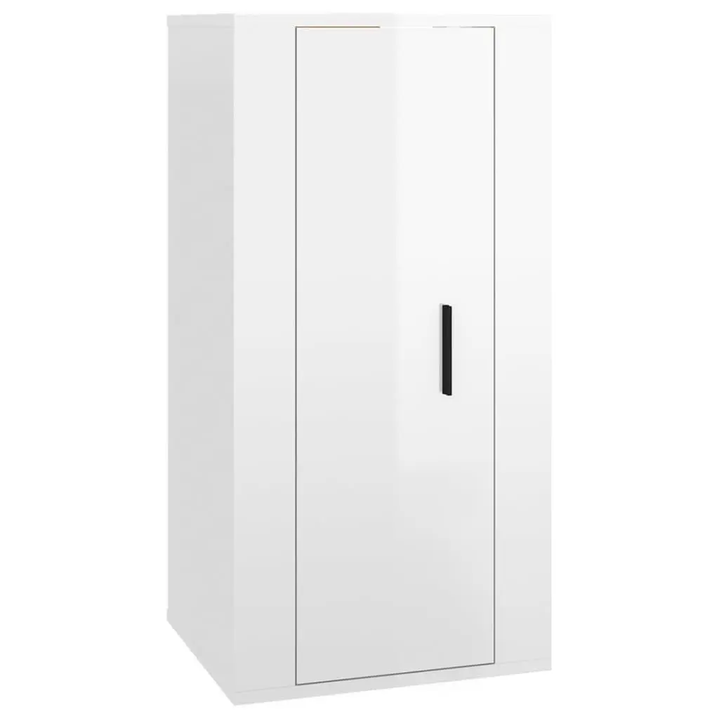 Wall Mounted TV Cabinet in White High Gloss