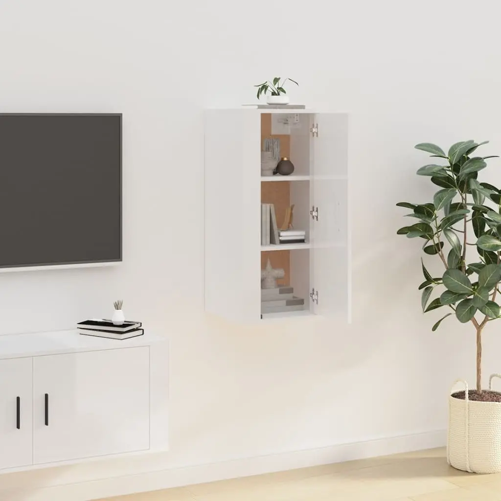 Wall Mounted TV Cabinet in White High Gloss