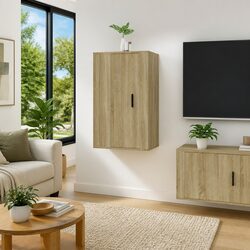 Brown Wall-Mounted TV Cabinet Storage Unit