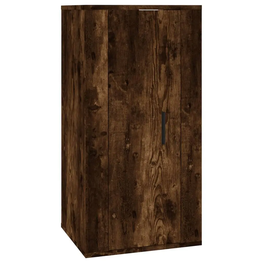Wall Mounted TV Cabinet with Compartments in Brown