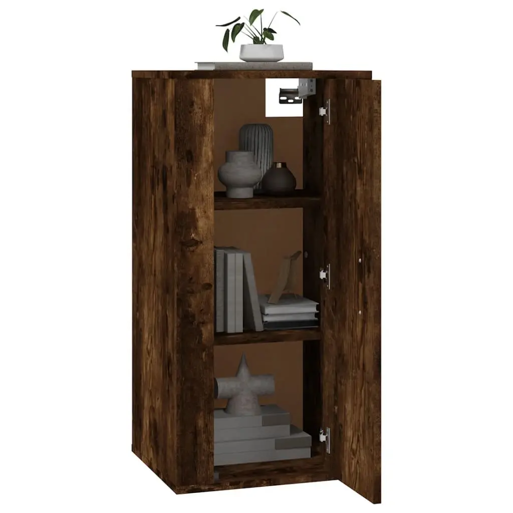 Wall Mounted TV Cabinet with Compartments in Brown