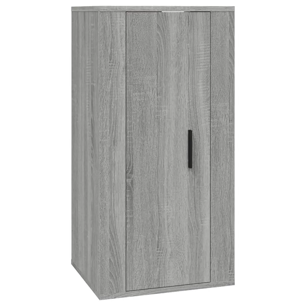 Grey Wall Mounted TV Cabinet with 3 Storage Compartments