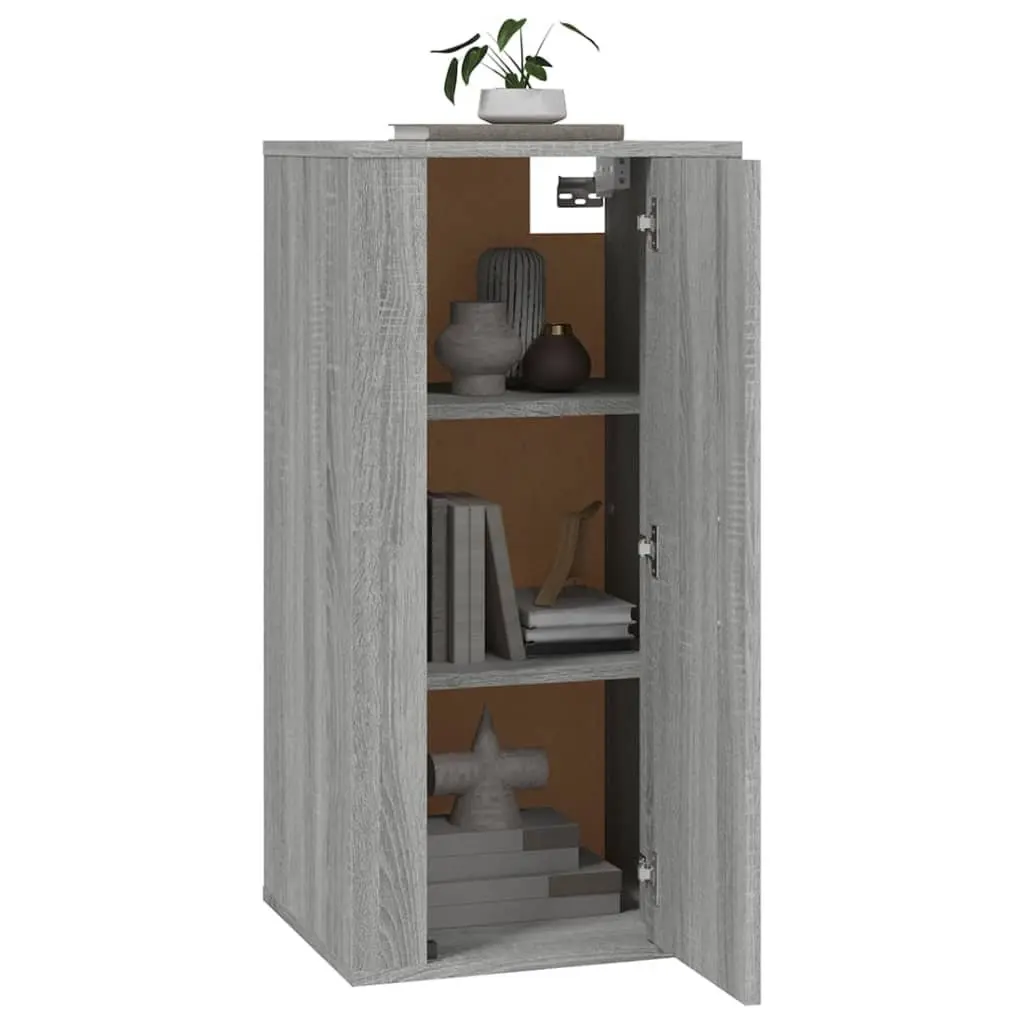 Grey Wall Mounted TV Cabinet with 3 Storage Compartments