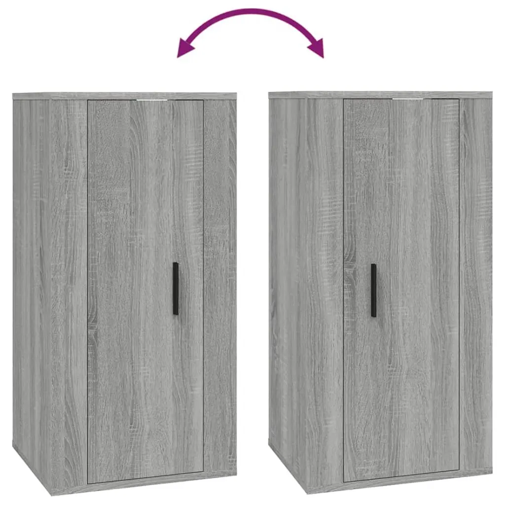 Grey Wall Mounted TV Cabinet with 3 Storage Compartments