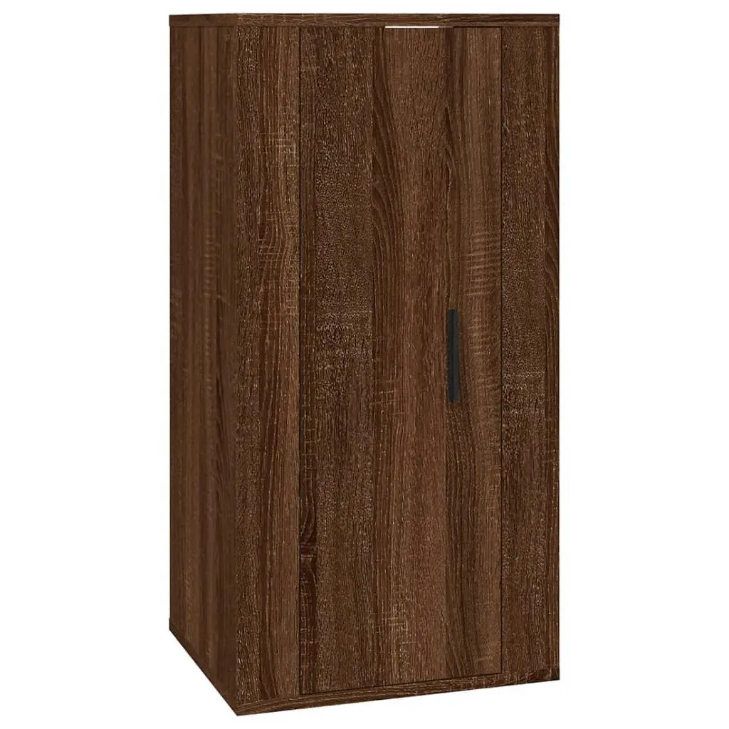 Brown Oak Wall-Mounted TV Cabinet for Media Storage