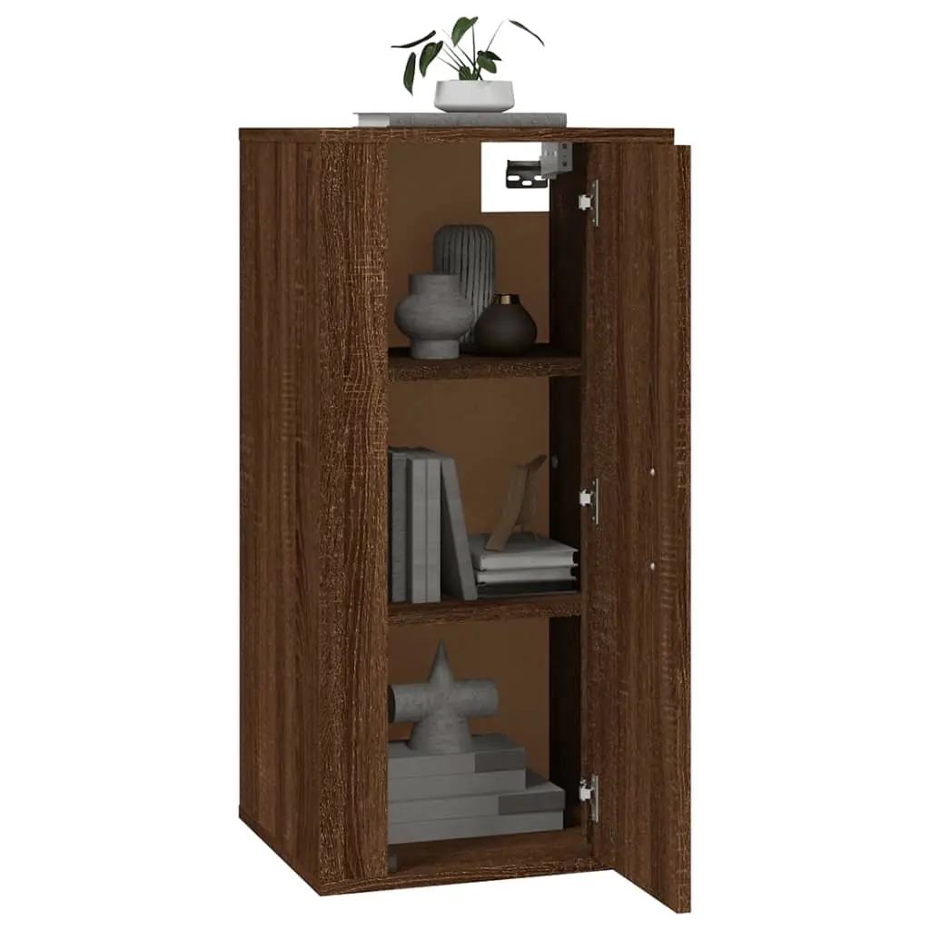 Brown Oak Wall-Mounted TV Cabinet for Media Storage