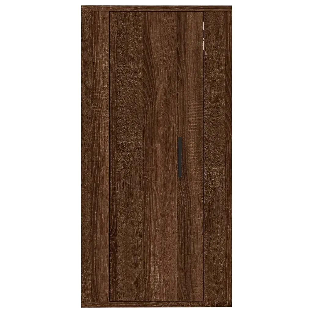 Brown Oak Wall-Mounted TV Cabinet for Media Storage