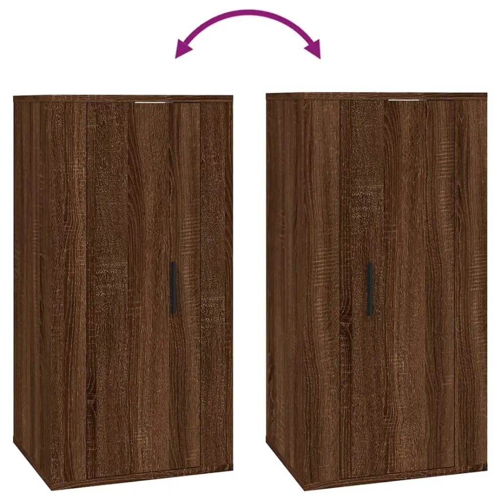 Brown Oak Wall-Mounted TV Cabinet for Media Storage