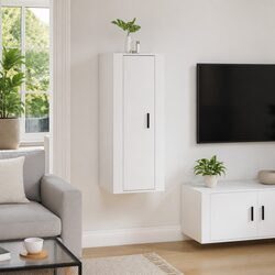 Sturdy Wall Mounted TV Cabinet in White for Organising Media