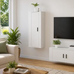 Stylish Wall Mounted TV Cabinet in White Gloss 40x34.5x100cm