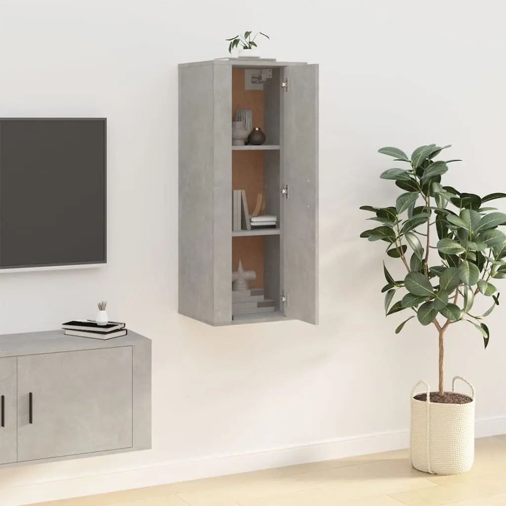 Wall Mounted TV Cabinet Engineered Wood 40x34.5x100cm Concrete Grey Media Storage Unit 3 Compartment