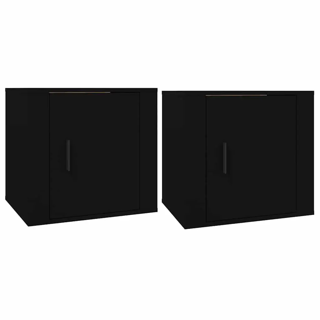 Bedside Cabinets 2 pcs Black Storage Nightstand Side Table Bedroom Furniture