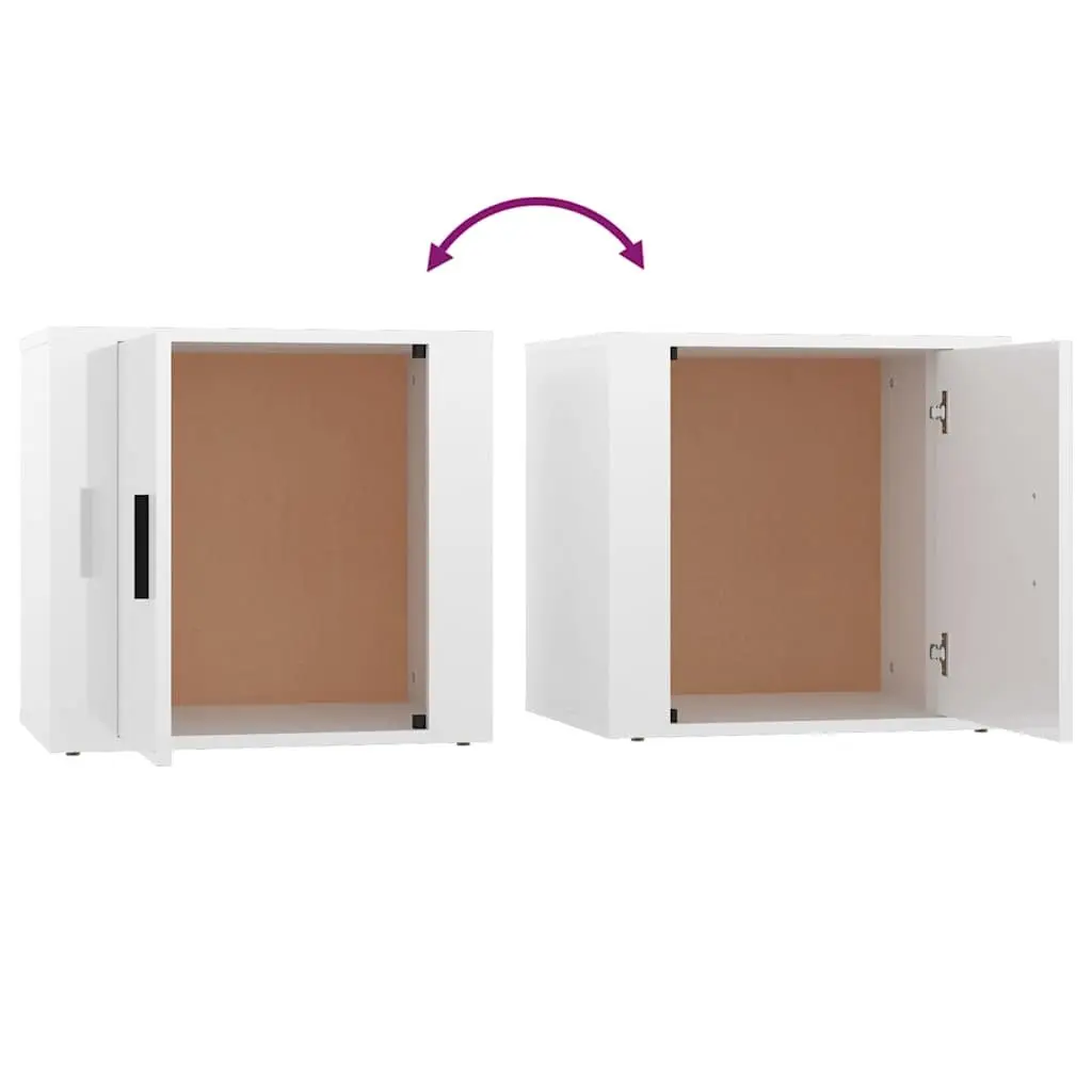 Bedside Table Engineered Wood 50 x 39 x 47 cm White High Gloss Modern