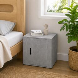 Grey Bedside Cabinet with Durable Engineered Wood Design