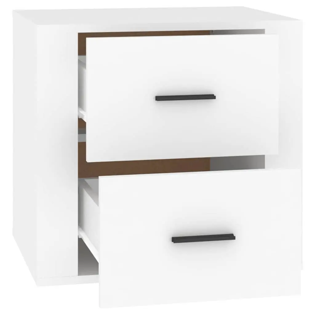 Bedside Table Engineered Wood White Compact Storage Nightstand