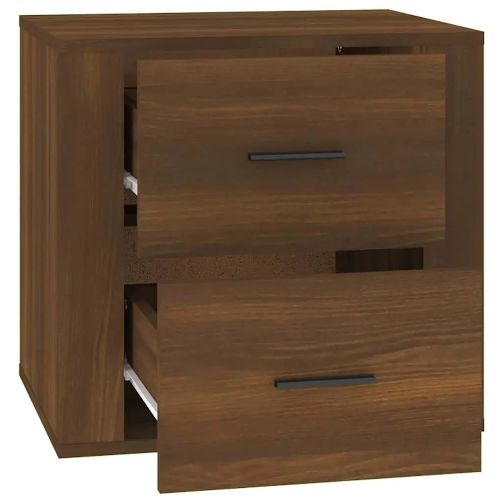 Brown Oak Nightstand with Ample Storage