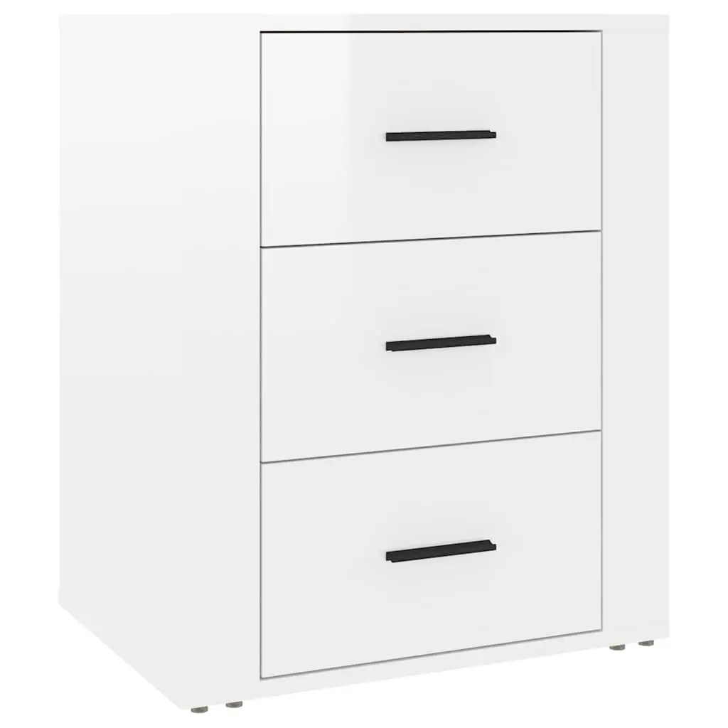 High Gloss White 3 Drawer Bedside Cabinet 50x36x60cm