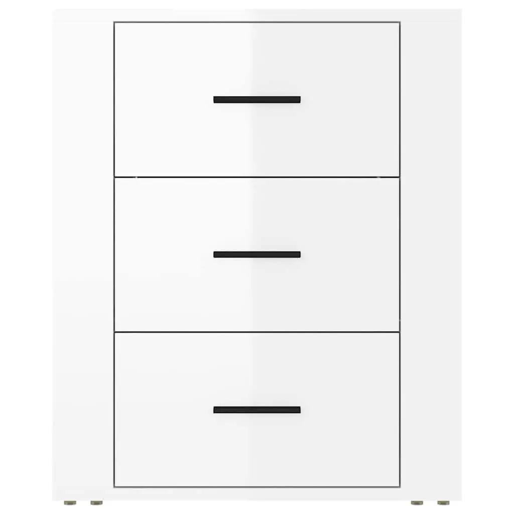 High Gloss White 3 Drawer Bedside Cabinet 50x36x60cm