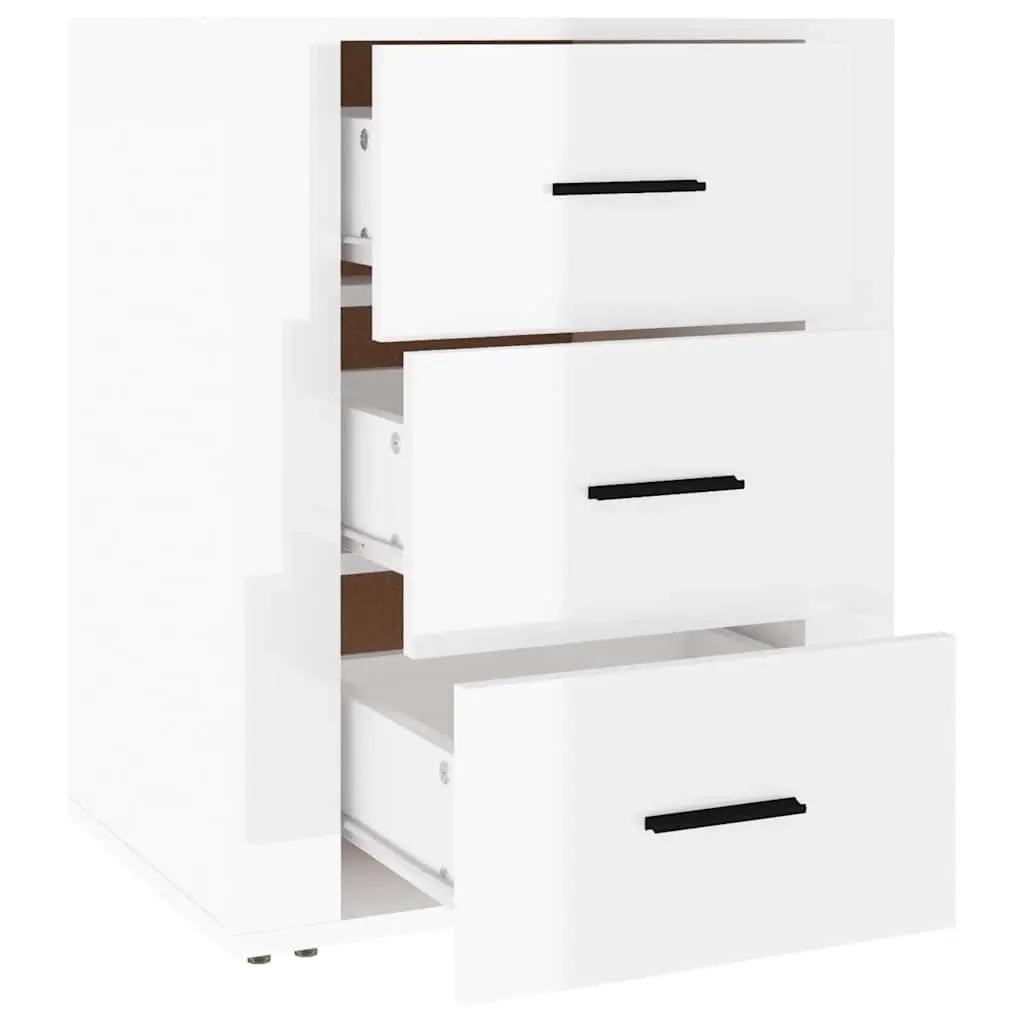 High Gloss White 3 Drawer Bedside Cabinet 50x36x60cm