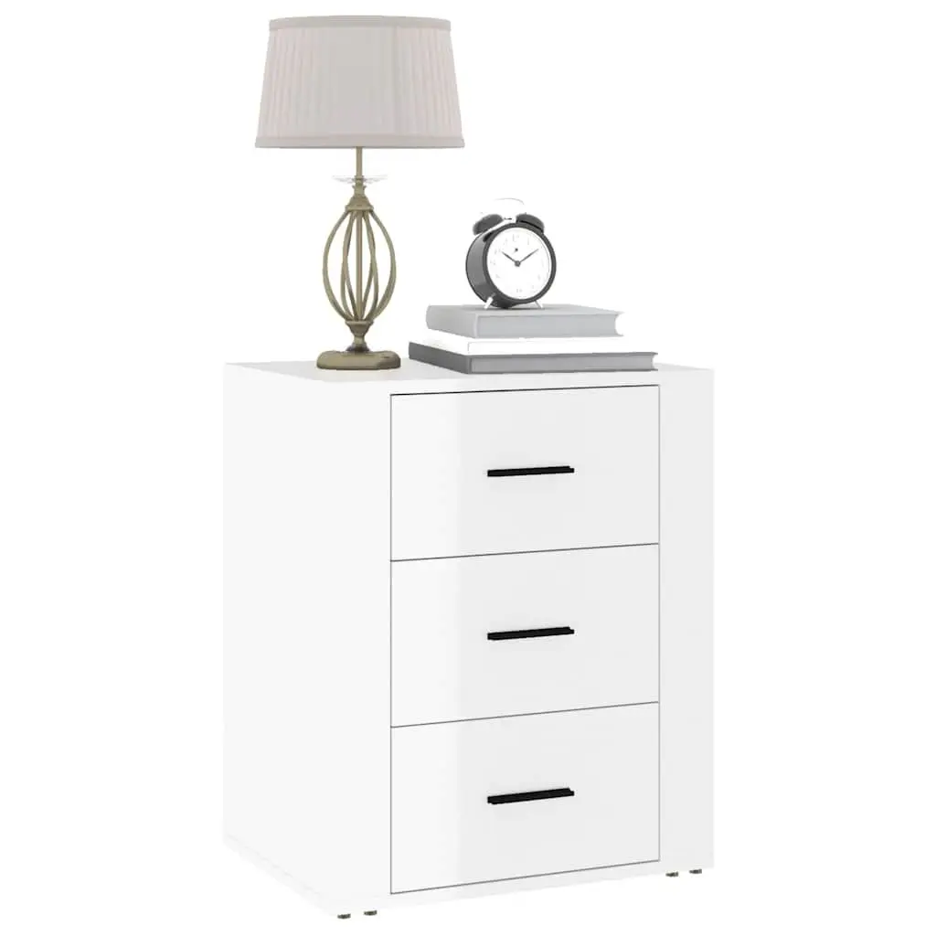High Gloss White 3 Drawer Bedside Cabinet 50x36x60cm