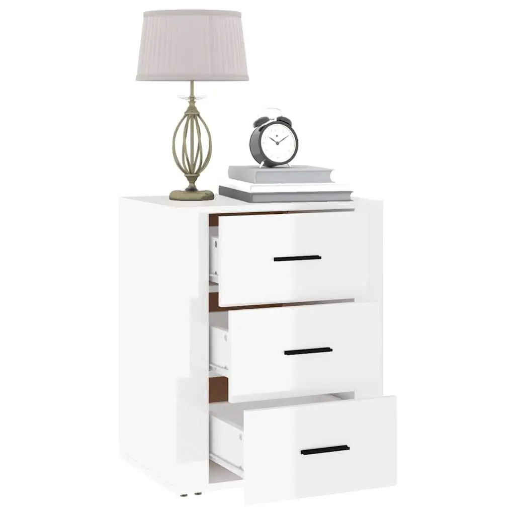 High Gloss White 3 Drawer Bedside Cabinet 50x36x60cm