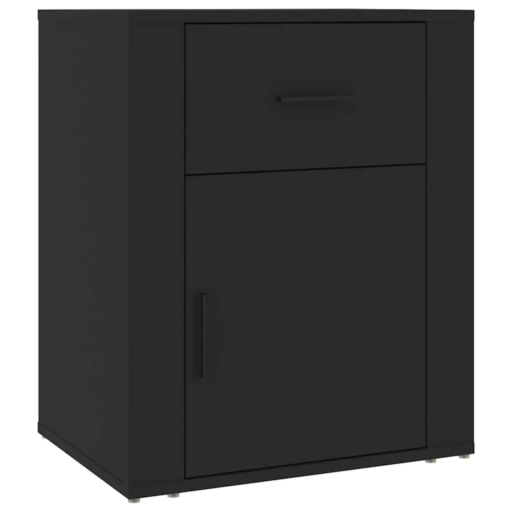 Bedside Table Engineered Wood 50x36x60cm Black