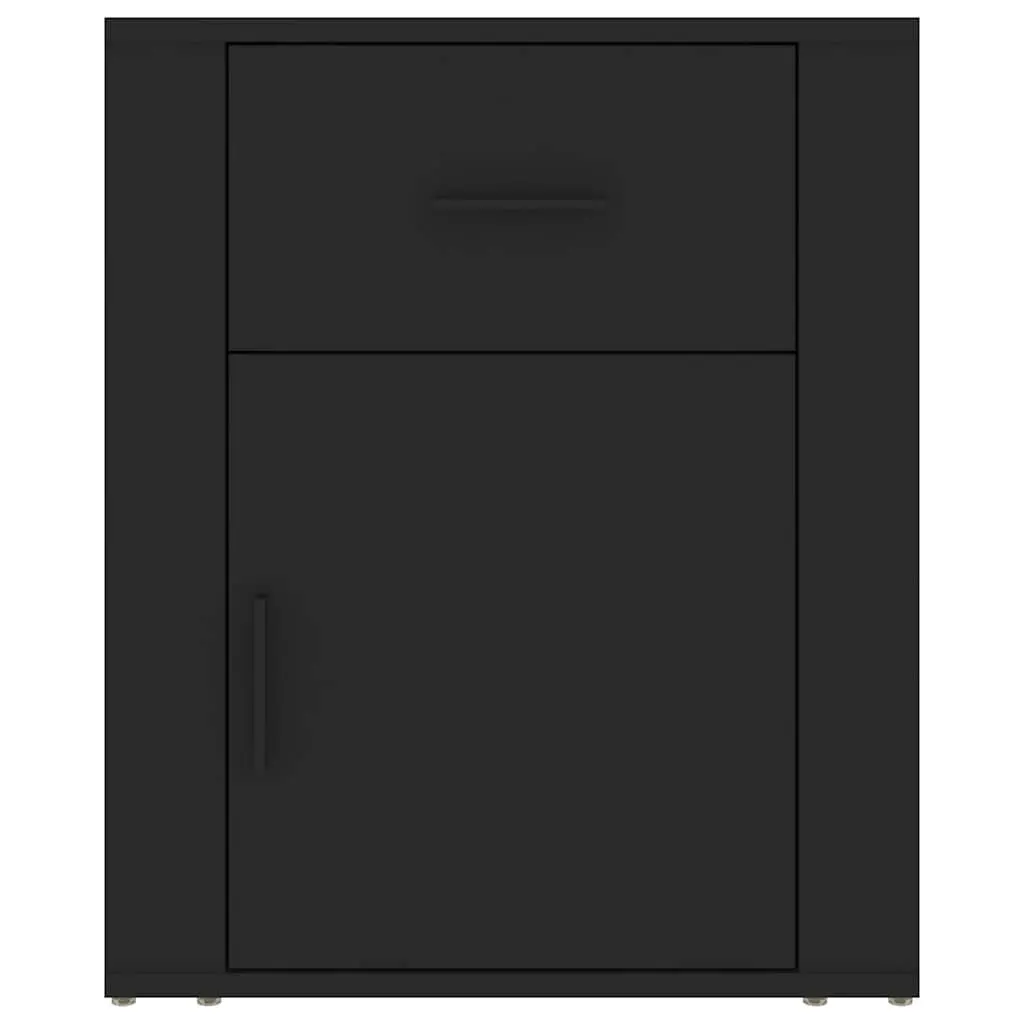 Bedside Table Engineered Wood 50x36x60cm Black