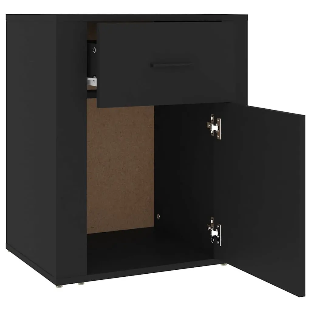 Bedside Table Engineered Wood 50x36x60cm Black