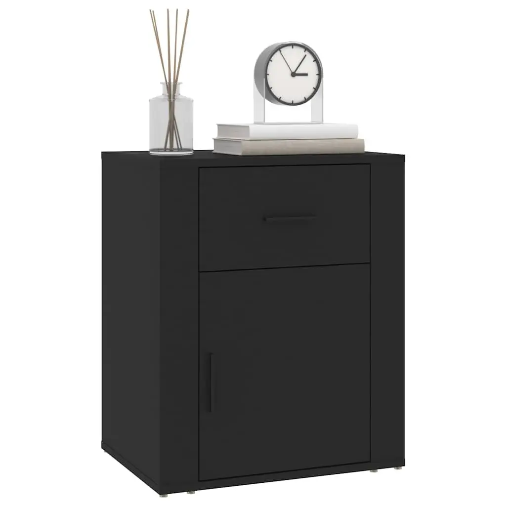 Bedside Table Engineered Wood 50x36x60cm Black