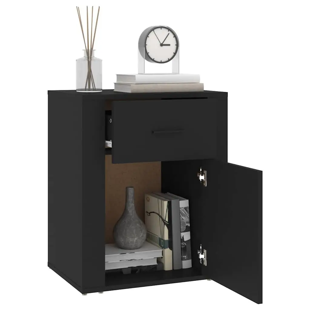 Bedside Table Engineered Wood 50x36x60cm Black