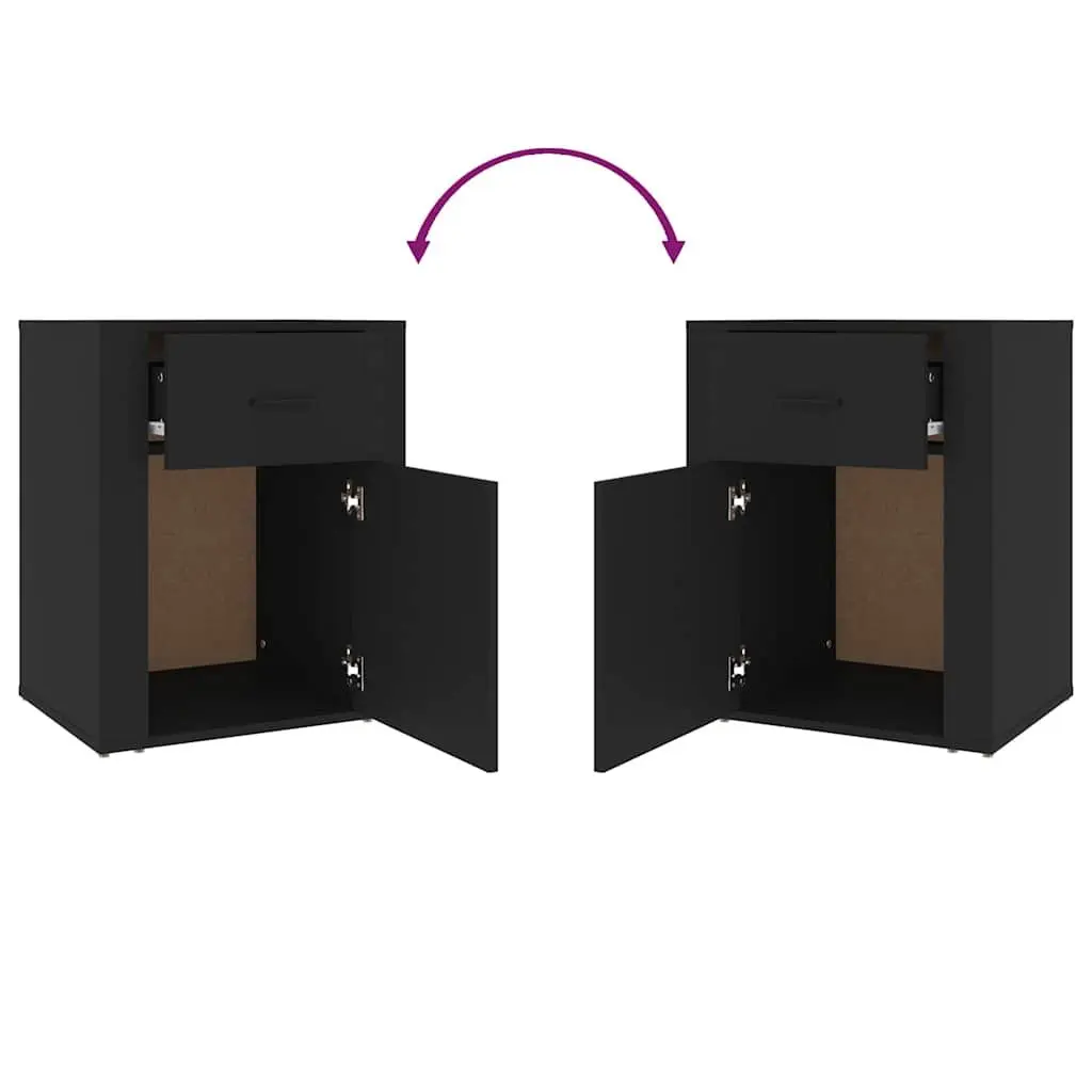 Bedside Table Engineered Wood 50x36x60cm Black