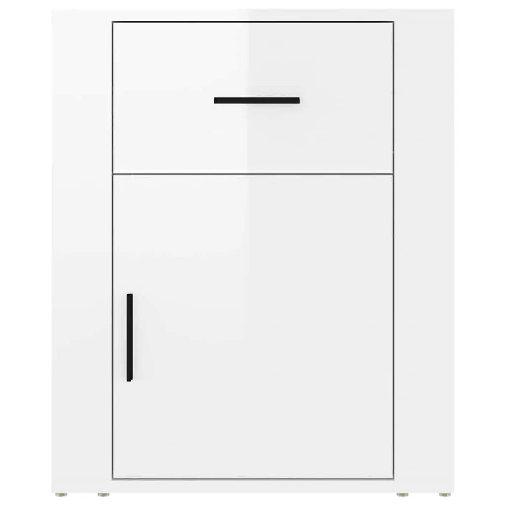 High Gloss White Bedside Cabinet with Storage