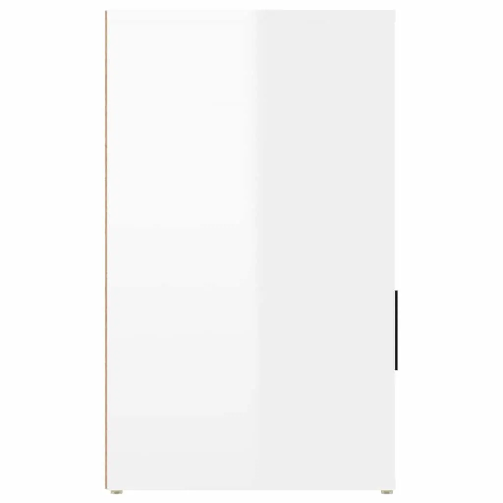 High Gloss White Bedside Cabinet with Storage