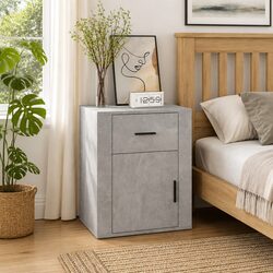 Stylish Grey Nightstand with Sturdy Construction