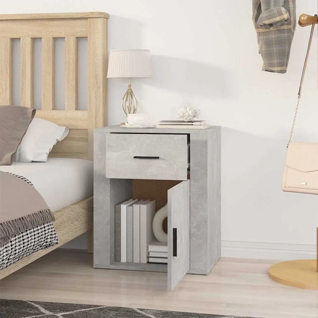 Grey Nightstand with Sturdy Construction