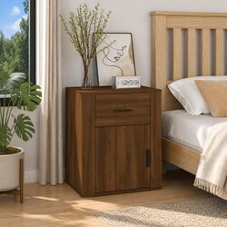 Sturdy Brown Oak Bedside Cabinet with Drawer 50x36x60 cm