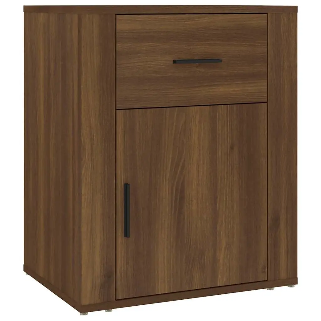 Brown Oak Bedside Cabinet with Drawer 50x36x60 cm