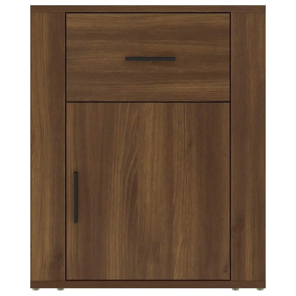 Brown Oak Bedside Cabinet with Drawer 50x36x60 cm