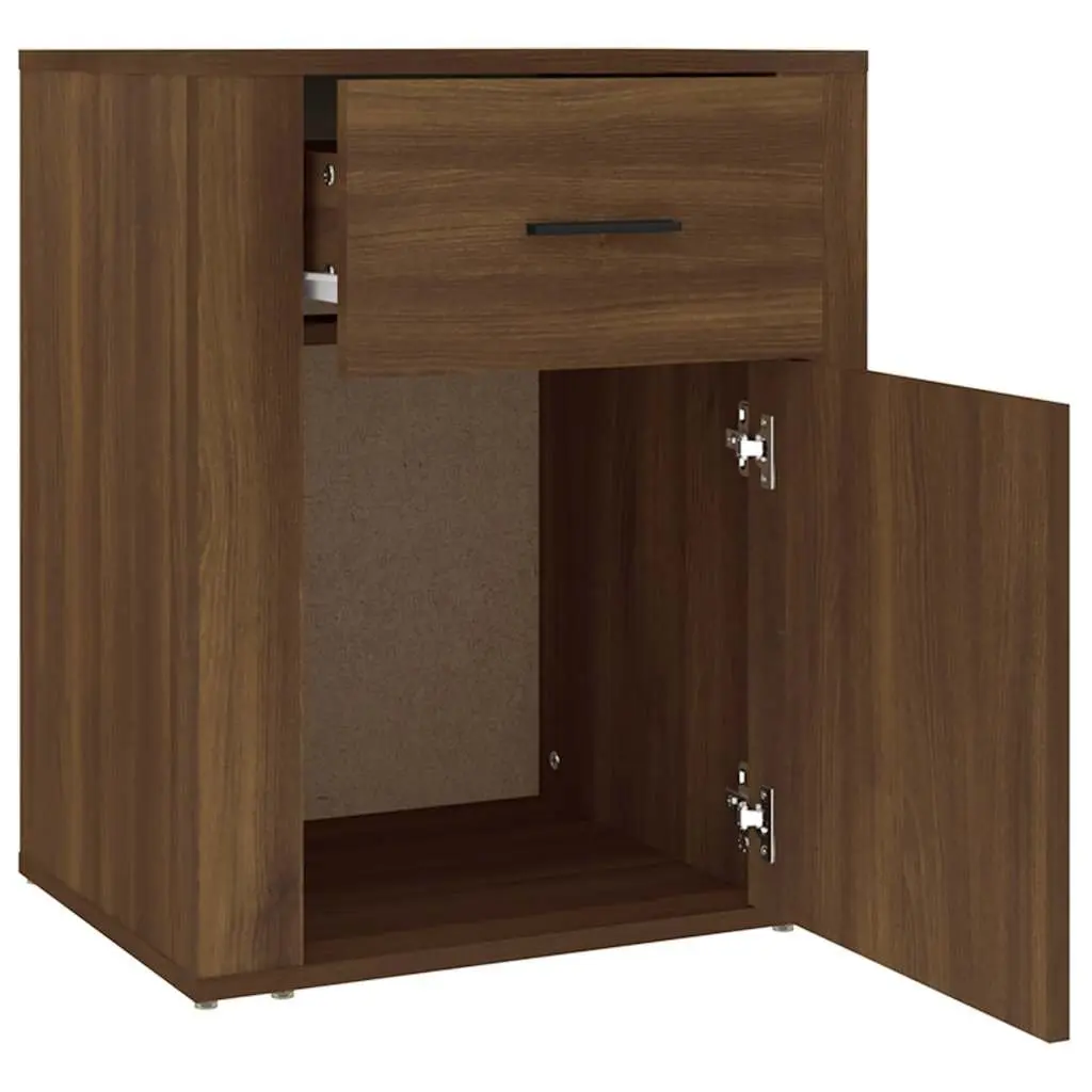Brown Oak Bedside Cabinet with Drawer 50x36x60 cm