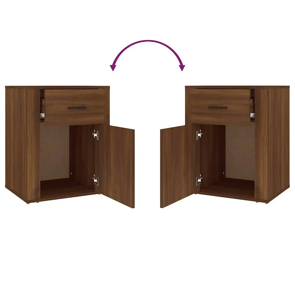 Brown Oak Bedside Cabinet with Drawer 50x36x60 cm