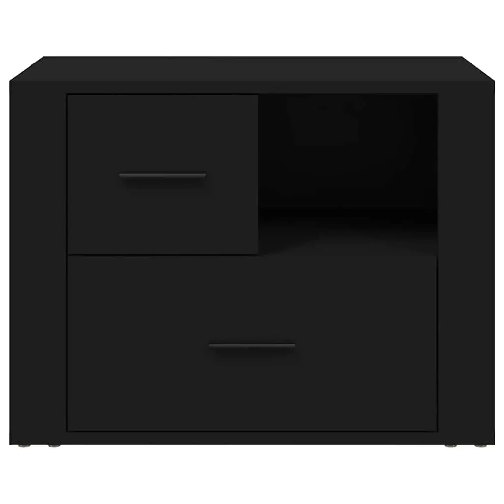 Black Bedside Cabinet with Storage Drawers